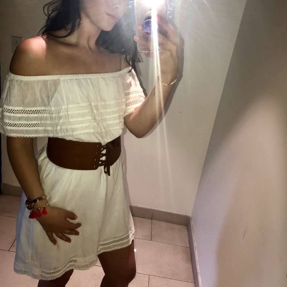 White strapless dress